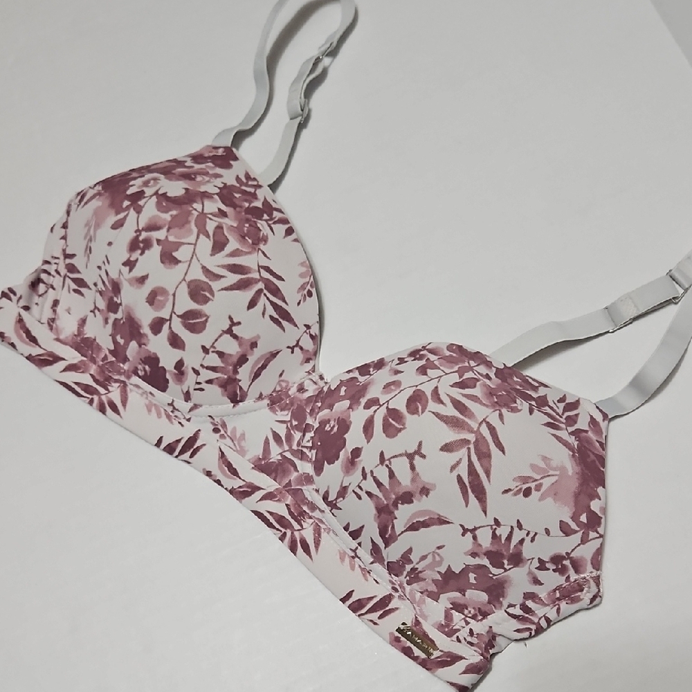 Tahari Mauve Floral Wireless Seamless Bra Size 36C - Picture 1 of 9